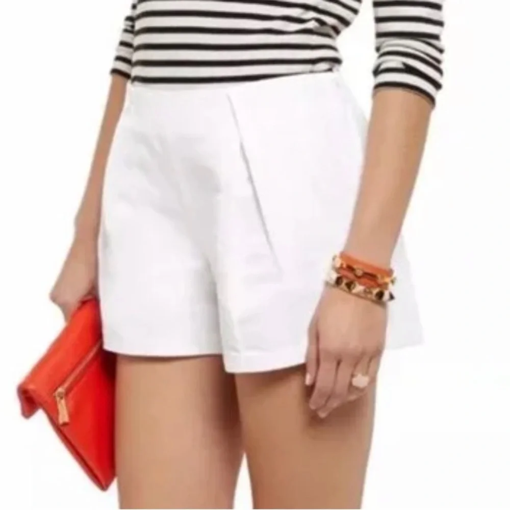 NWT $195 Tory Burch 8 Ivory White Canvas Pleat Front Georgina Preppy Shorts